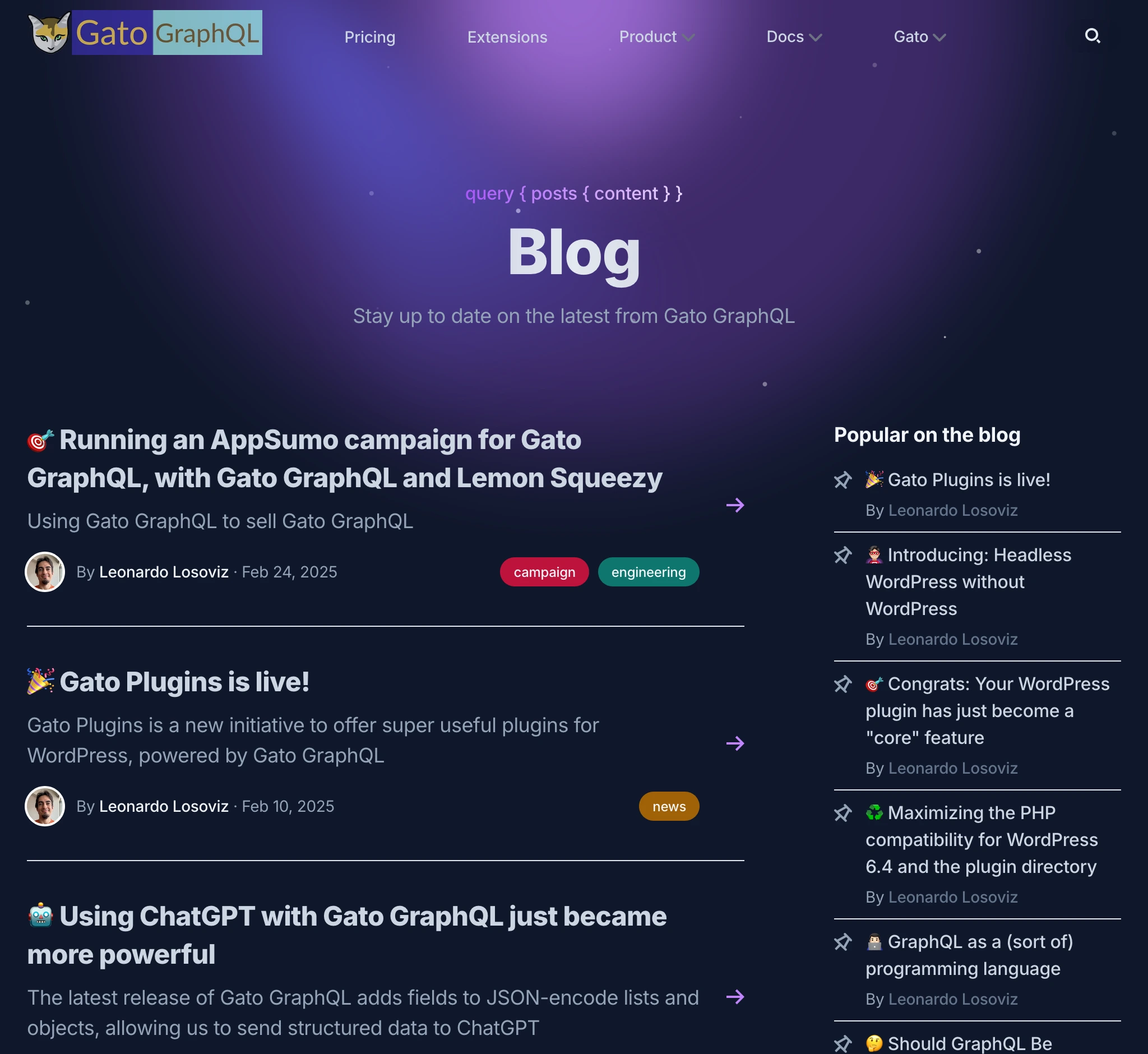 gatographql.com의 블로그 섹션