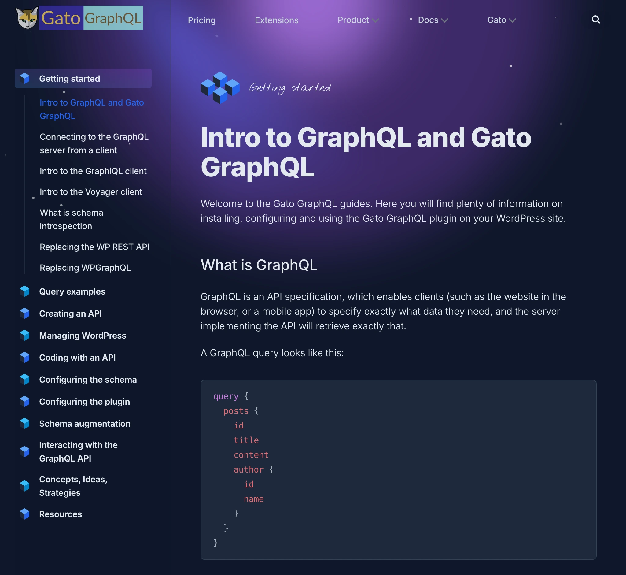 gatographql.com의 문서 섹션